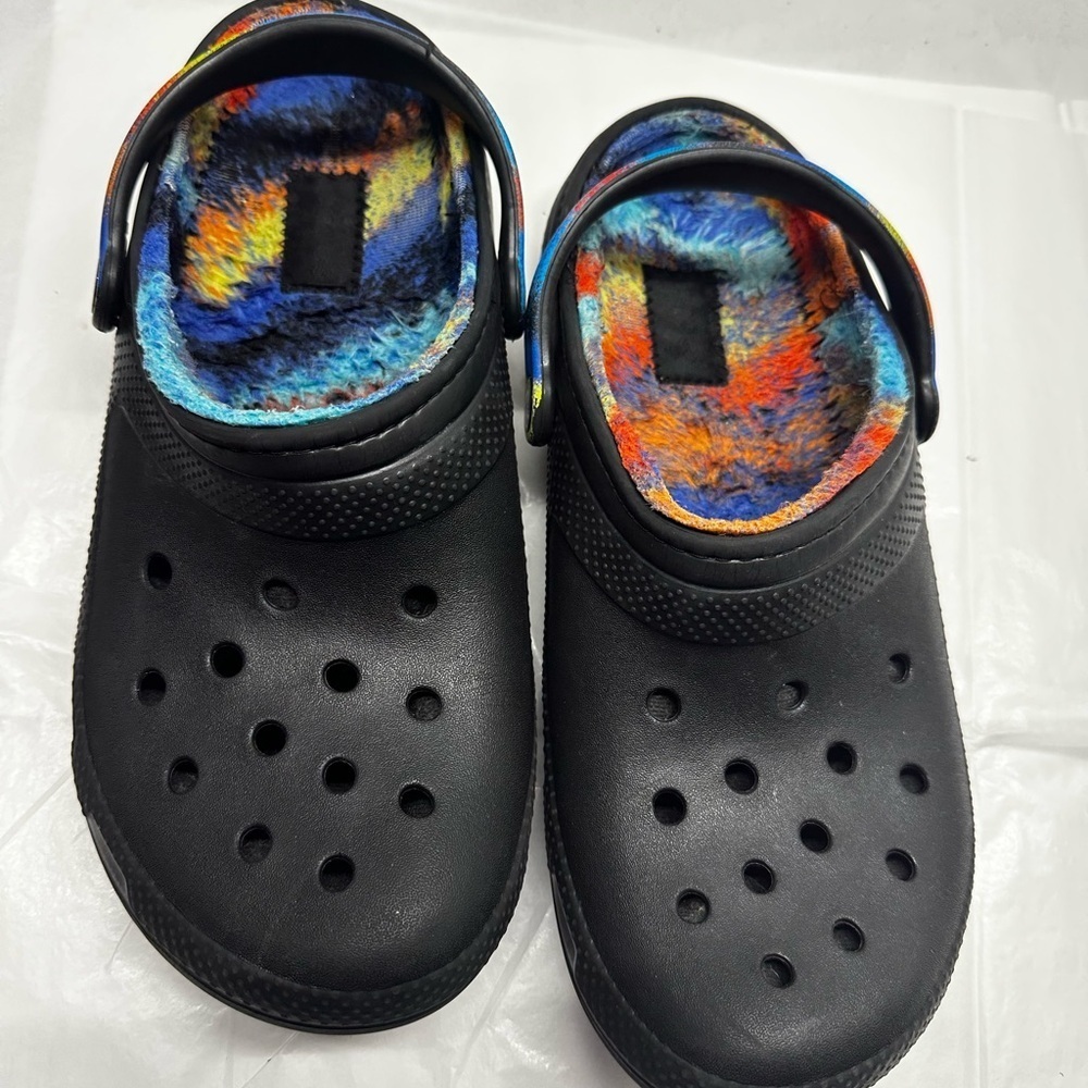 Crocs Classic Faux Fur Lined Rainbow Spray Dye Clogs: M10/ W12 Streetwear.